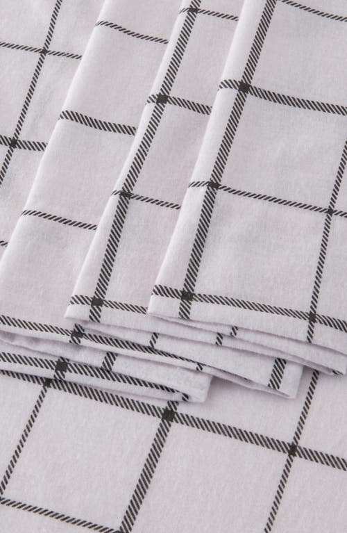 Woven & Weft Turkish Cotton Windowpane Printed Flannel Sheet Set In Windowpane - White/grey