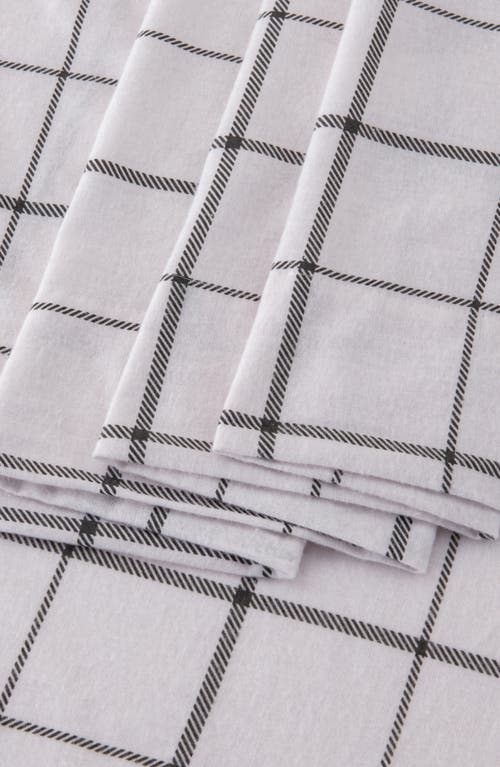 Shop Woven & Weft Turkish Cotton Windowpane Printed Flannel Sheet Set In Windowpane - White/grey