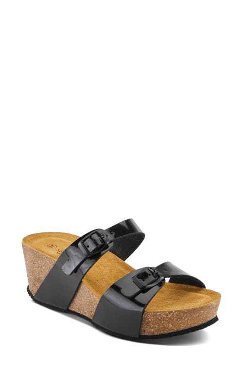 Spring Step Bynum Platform Wedge Slide Sandal In Black Patent