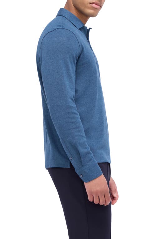 Shop Bugatchi Long Sleeve Cotton Blend Polo In Teal