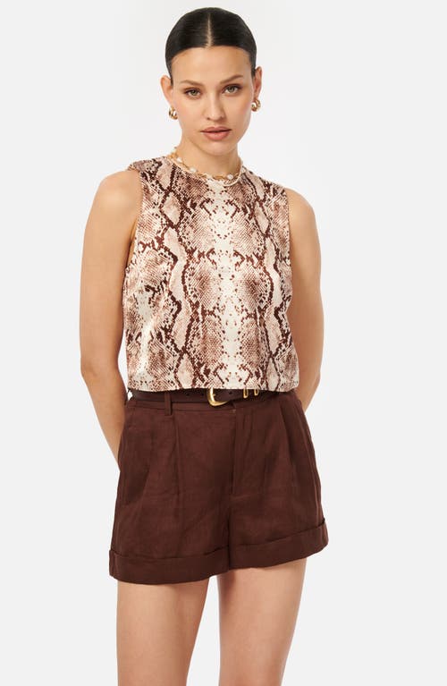 Cami Nyc Romilly Snakeskin Print Sleeveless Crop Top In Sand Snake