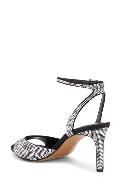 Vince Camuto Arilenea Rhinestone Ankle Strap Sandal In Black Microsuede