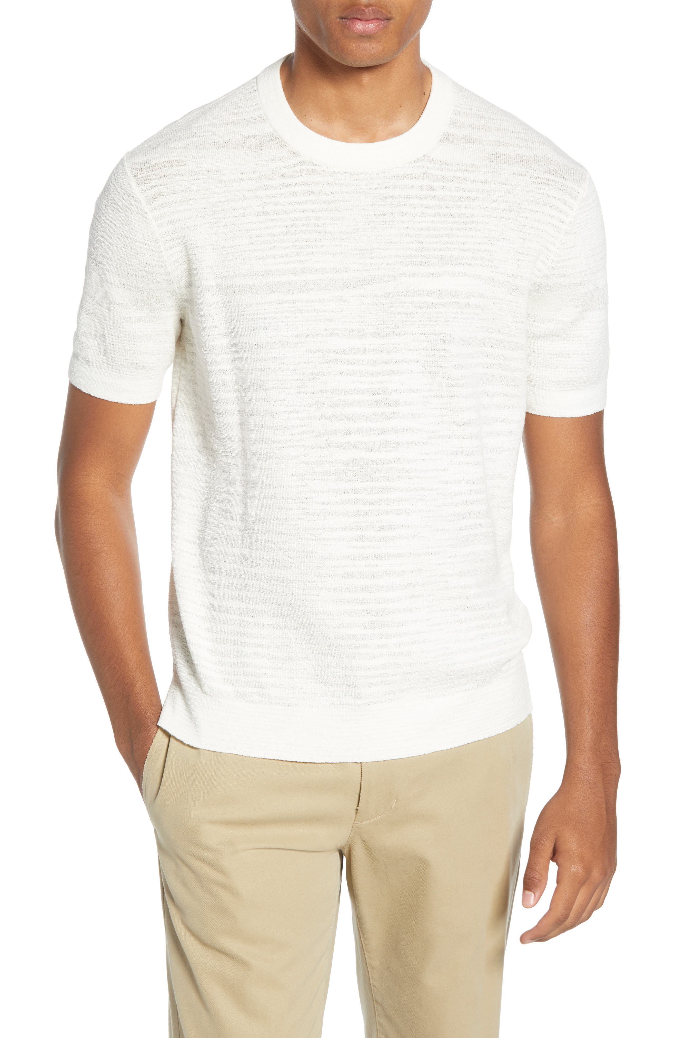 Club Monaco Short Sleeve Cotton Sweater, White
