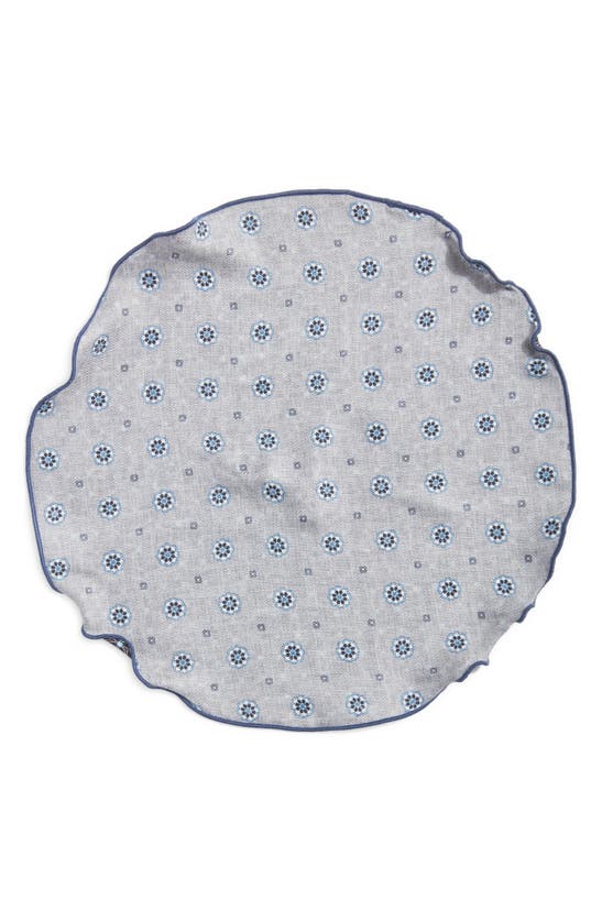 Shop Edward Armah Neat & Floral Prints Reversible Silk Pocket Circle In Gray