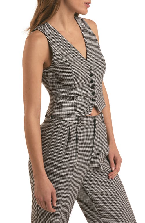 Shop Favorite Daughter The Favorite Houndstooth Crop Vest In Micro Black-white Houndstooth