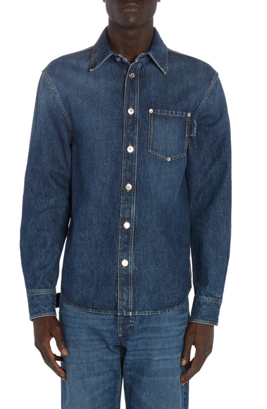 Shop Bottega Veneta Denim Button-up Shirt In Mid Blue