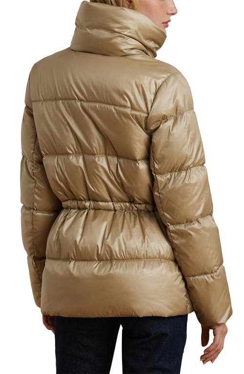 Shop Lauren Ralph Lauren Soft Loft Quilted Down Puffer Coat In Birch Beige