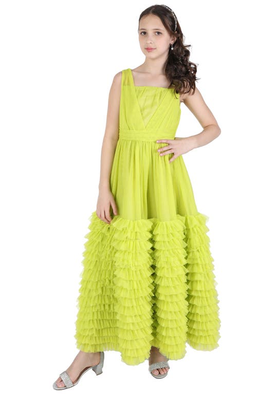 Christian Siriano Pleated Tiered Gown Lime at Nordstrom,