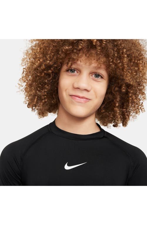 Shop Nike Kids' Pro Dri-fit Long Sleeve Top In Black/white