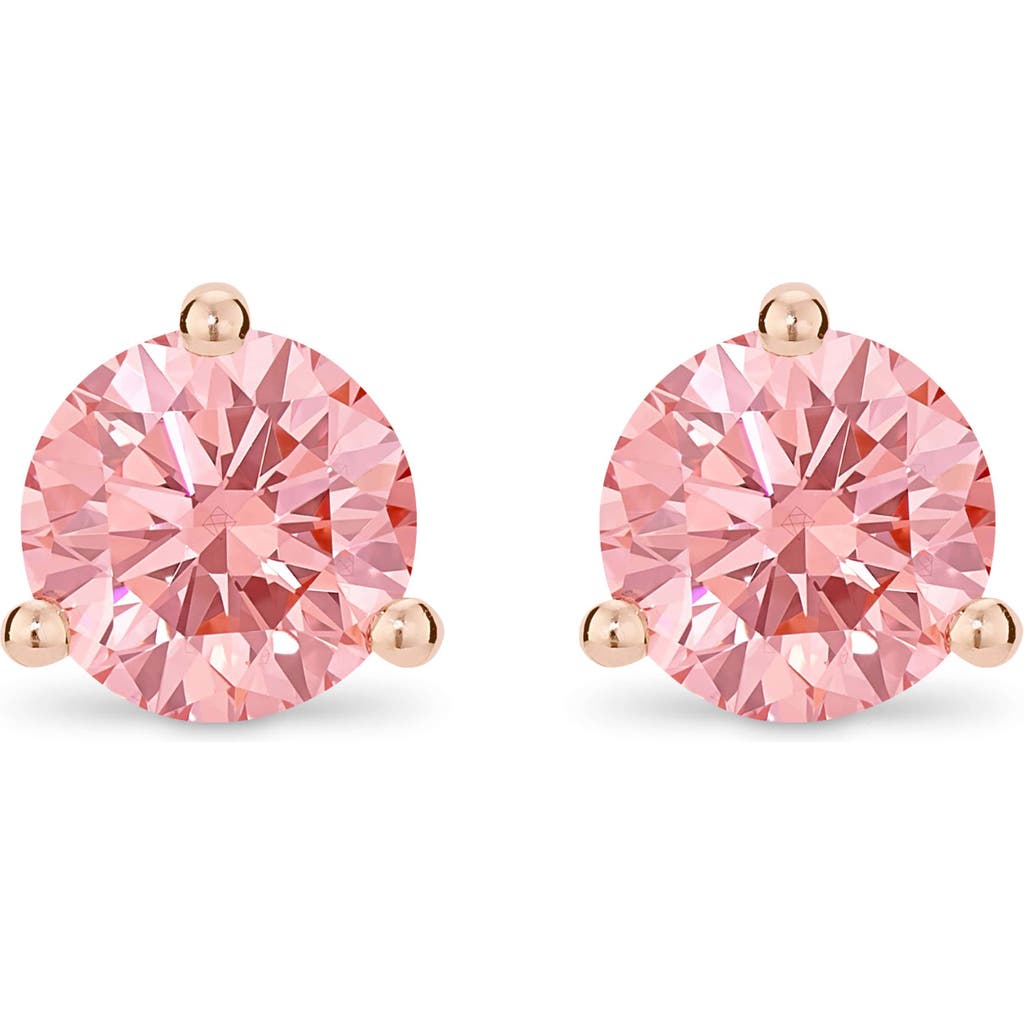 Lightbox 2-carat Lab Grown Diamond Solitaire Stud Earrings In Pink/14k Rose Gold