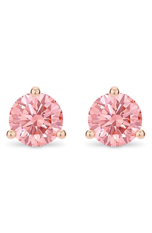 LIGHTBOX 2-Carat Lab Grown Diamond Solitaire Stud Earrings in Pink/14K Rose Gold at Nordstrom
