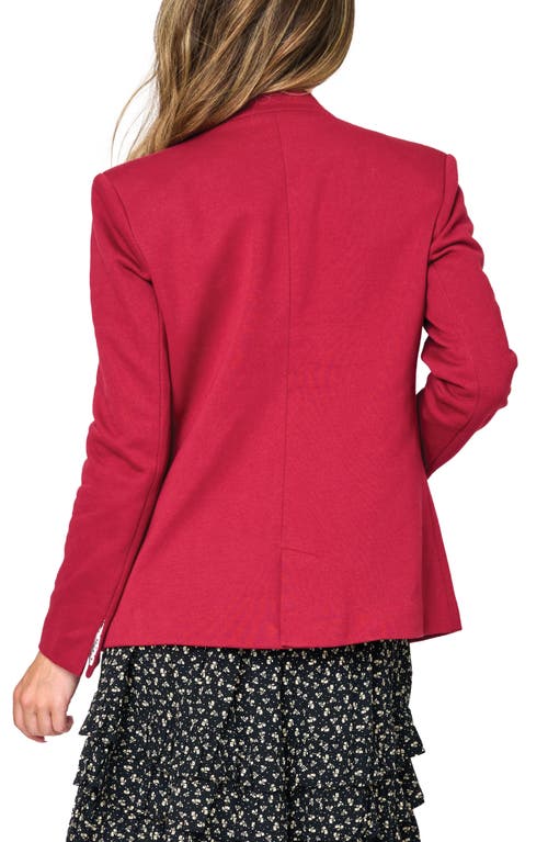 Gibsonlook Inverted Notch Collar Cotton Blend Knit Blazer In Cranberry