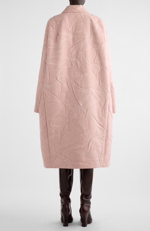 Shop Dries Van Noten Roolsy Tonal Crinkle Jacquard Coat In Rose