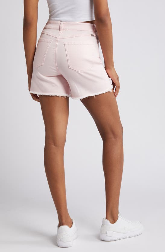 Shop 1822 Denim Frayed High Waist A-line Denim Shorts In Blush