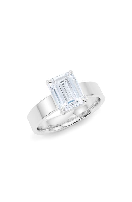 Lab Created Emerald Cut Diamond Ring in 18K White Gold