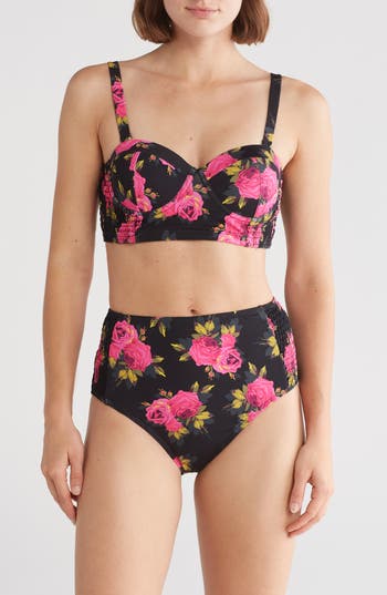 Betsey Johnson Corset Two-piece Swimsuit In Pink Power