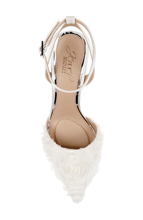 Jewel Badgley Mischka Shannon Pointed Toe Ankle Strap Pump In Ivory/ivory