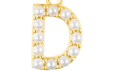 Adornia Faux Pearl Initial Charm Beaded Bracelet In Gold White-d
