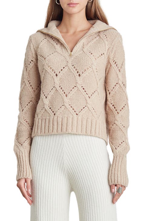 Brooke Lattice Cable Stitch Alpaca & Merino Wool Blend Sweater