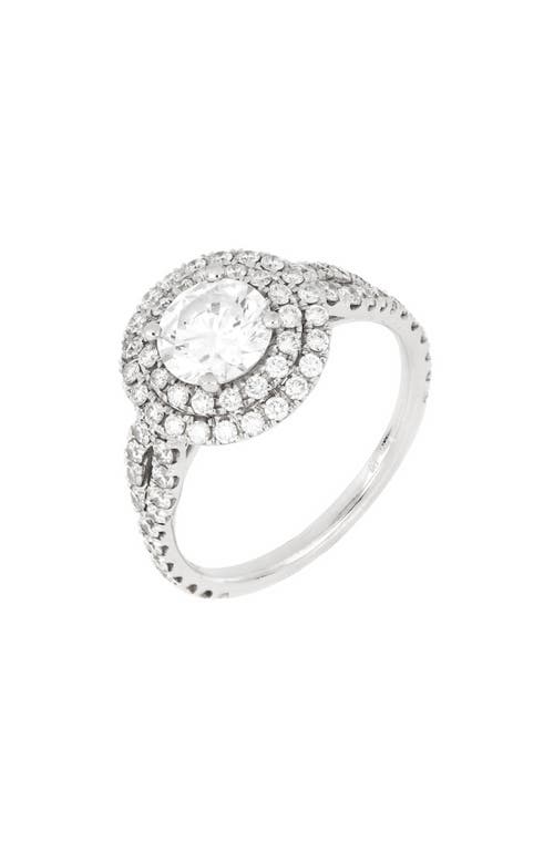 Double Diamond Halo Engagement Ring Setting in White Gold/Diamond