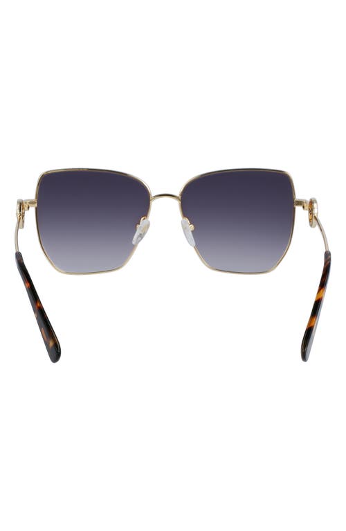 Longchamp 58mm Gradient Rectangular Sunglasses In Gold/gradient Smoke
