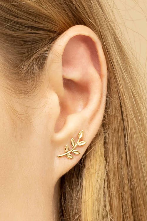 Oradina Women's 14k Yellow Solid Gold Peace And Love Studs In Yellow Gold
