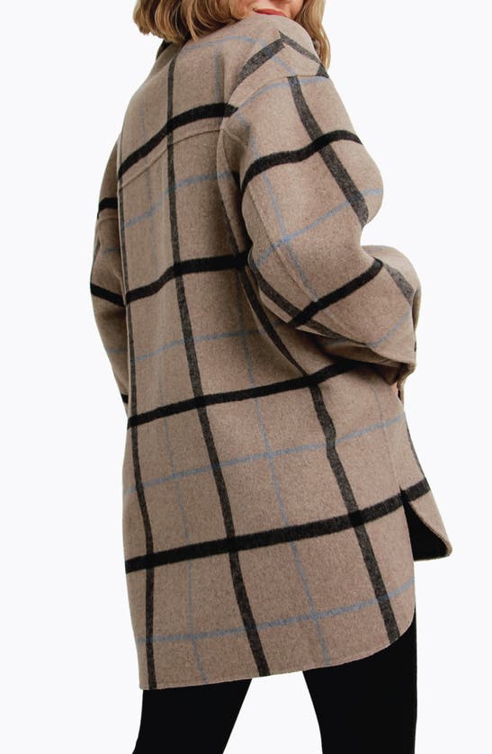 Belle & Bloom Rivers Edge Wool Blend Shirt Jacket In Oat Plaid
