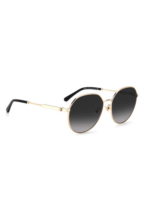 Shop Kate Spade New York 60mm Neshafs Round Sunglasses In Gold Black/grey Shaded