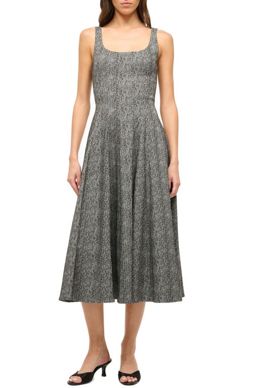 Shop Staud Wells Fit & Flare Midi Dress In Textured Herringbone