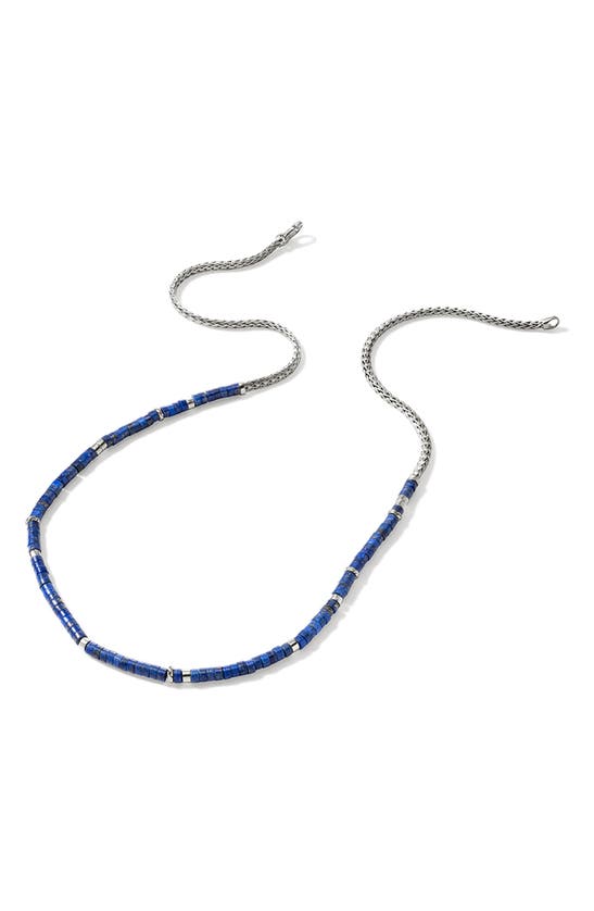 Shop John Hardy Heishi Beaded Necklace In Silver/ Blue