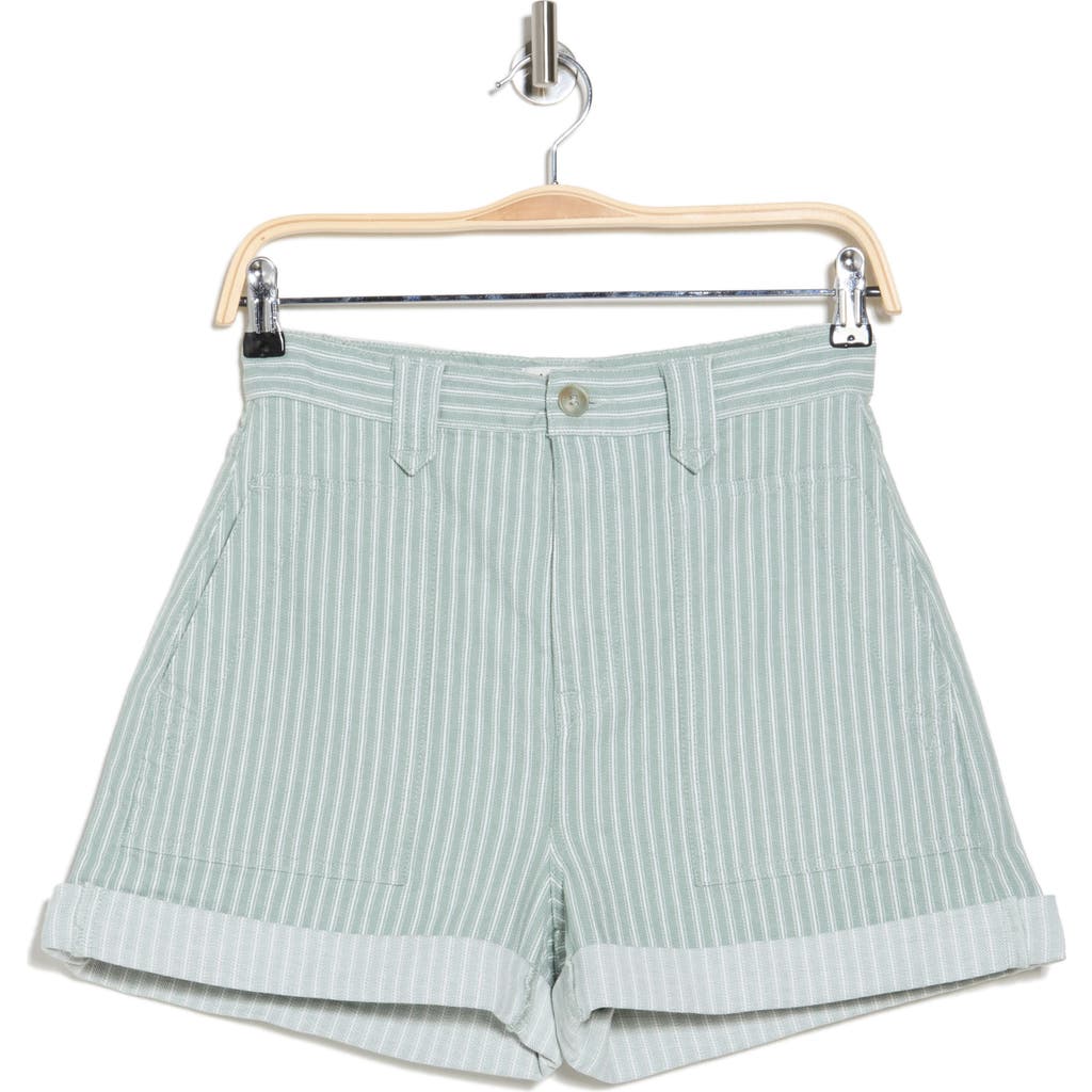 Shop Joie Charlotte Stripe Stretch Cotton High Waist Shorts In Green Stripe