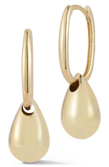 Ember Fine Jewelry 14k Yellow Gold Teardrop Huggie Hoop Earrings In Gold