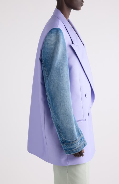 Shop Dries Van Noten Oversize Mixed Media Jacket In Lilac