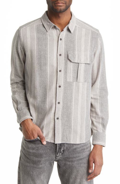 NEUW DENIM Stripe Workwear Button-Up Organic Cotton Shirt in Black Stripe