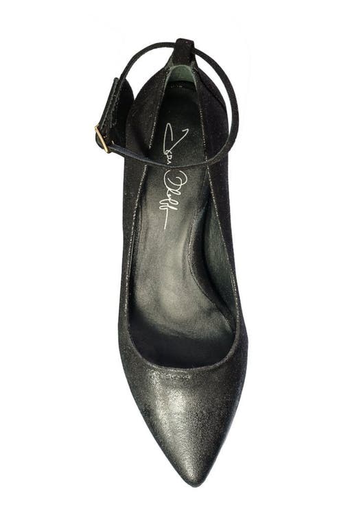 Joan Oloff Destiny Ankle Strap Pump In Black Cosmo/black Kid Suede