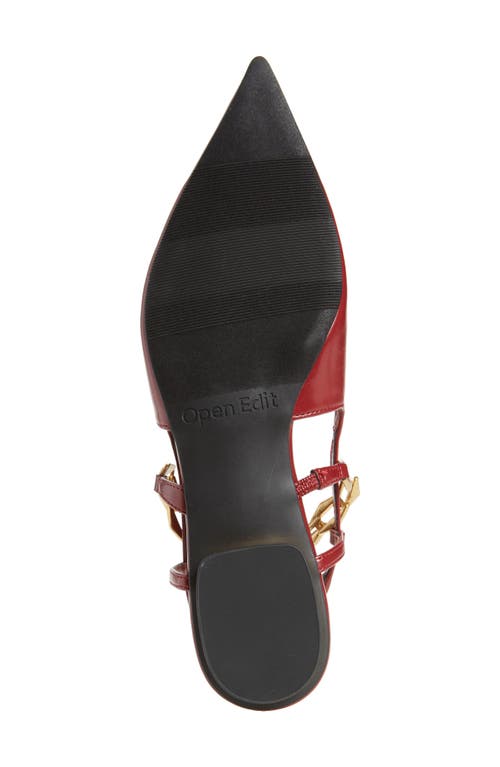 Shop Open Edit Olympia Snakeskin Embossed Slingback Flat In Red Dahlia