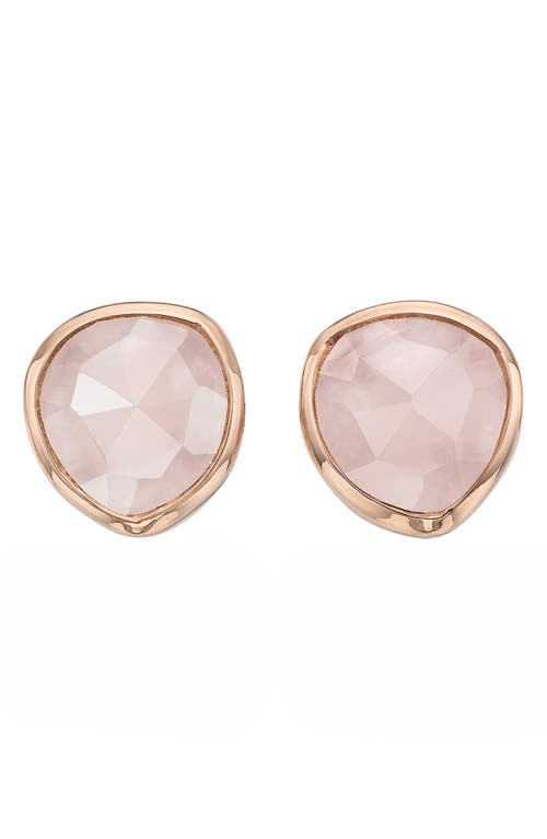 Monica Vinader Siren Semiprecious Stone Stud Earrings in Rose Quartz/Rose Gold at Nordstrom