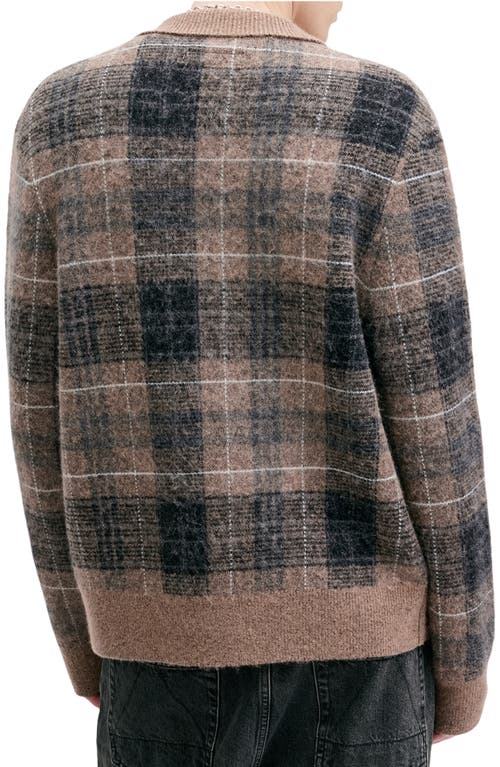 Shop Allsaints Robbie Plaid Zip Cardigan In Yew Brown