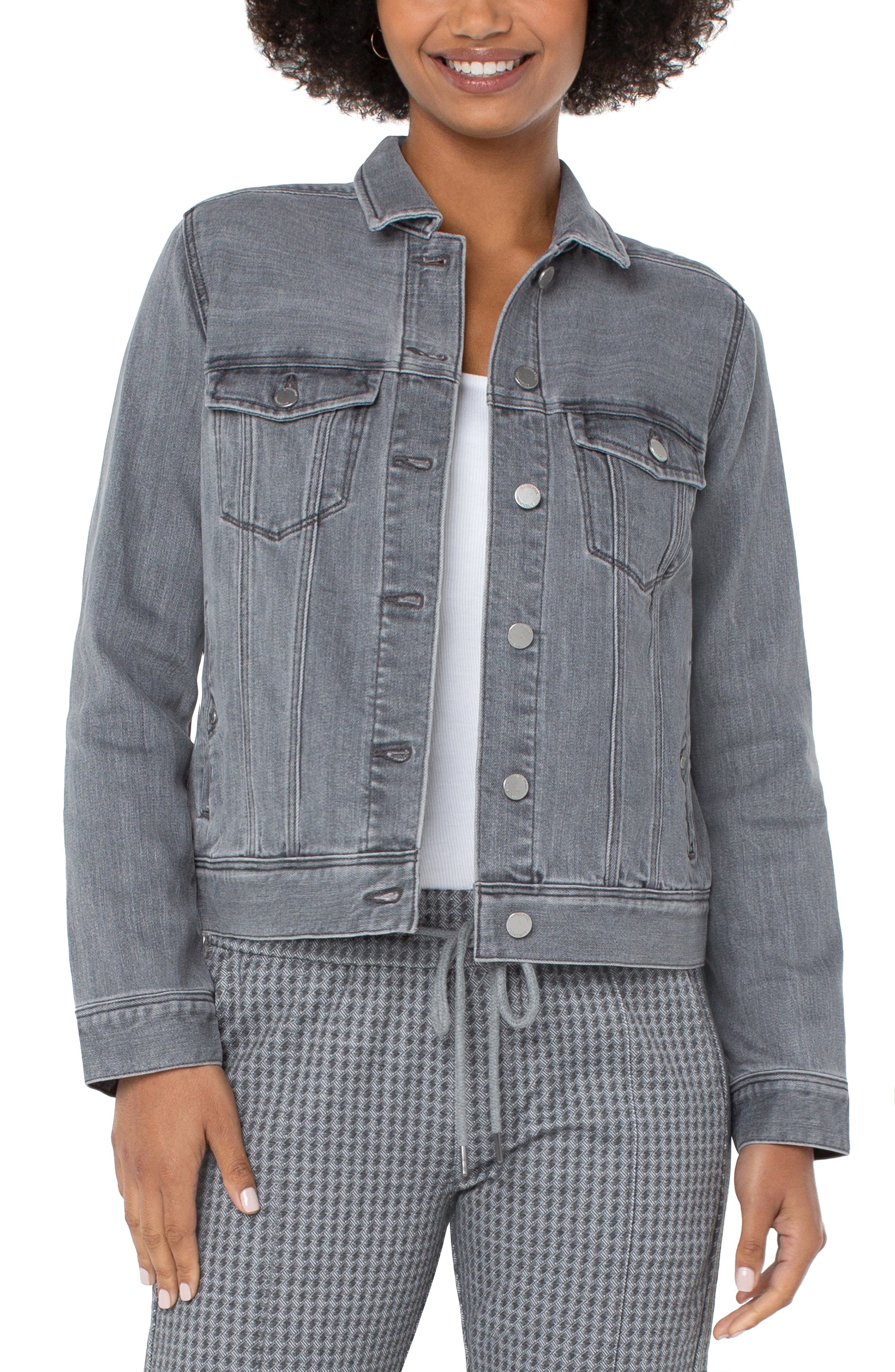 womens grey denim jacket