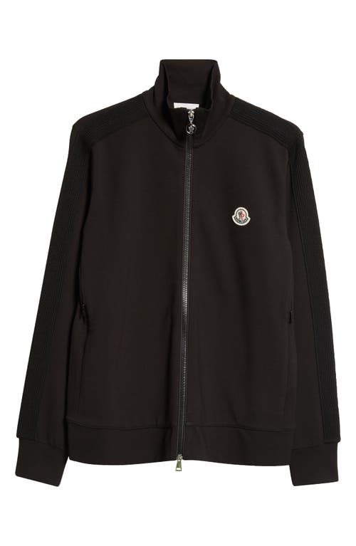 Moncler Piqué-weave Zipped Sweatshirt In Black