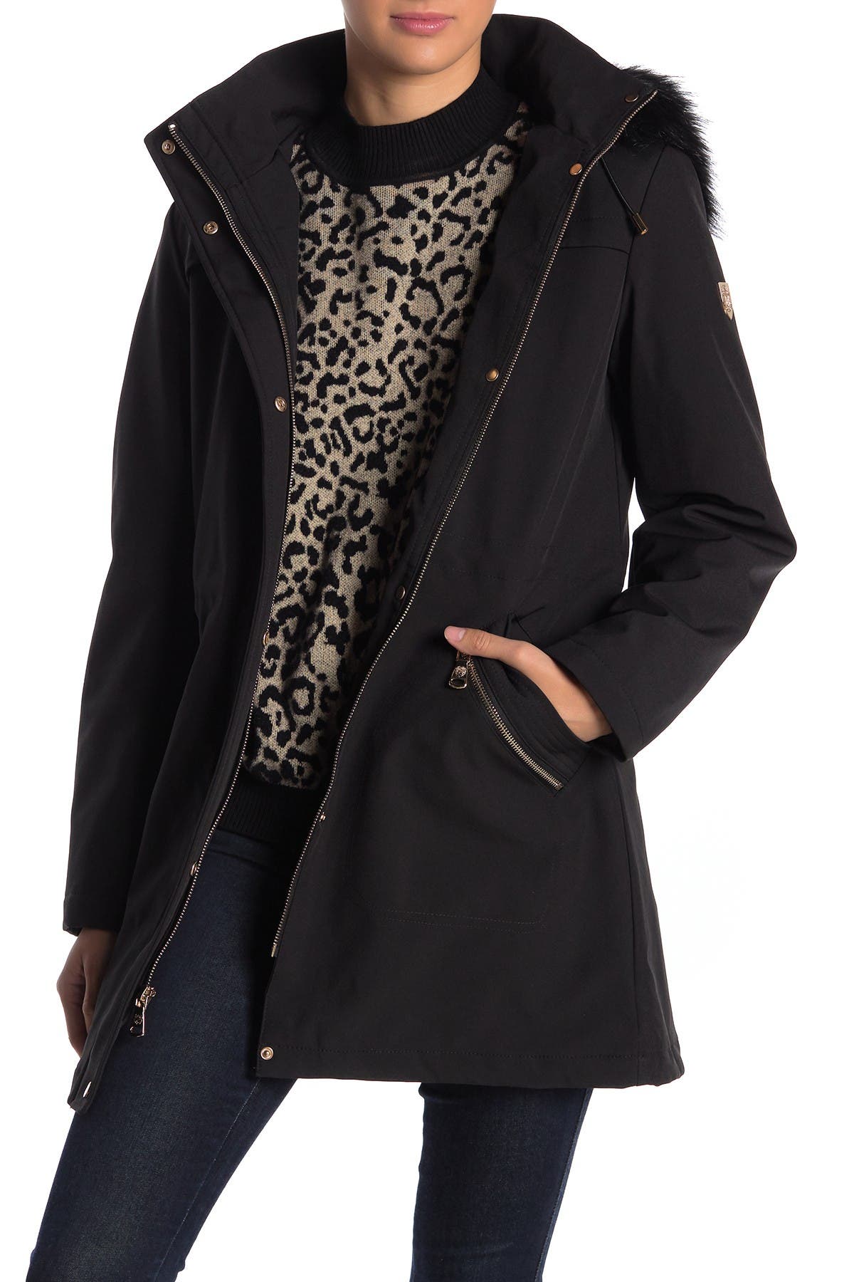 vince camuto hooded trench coat