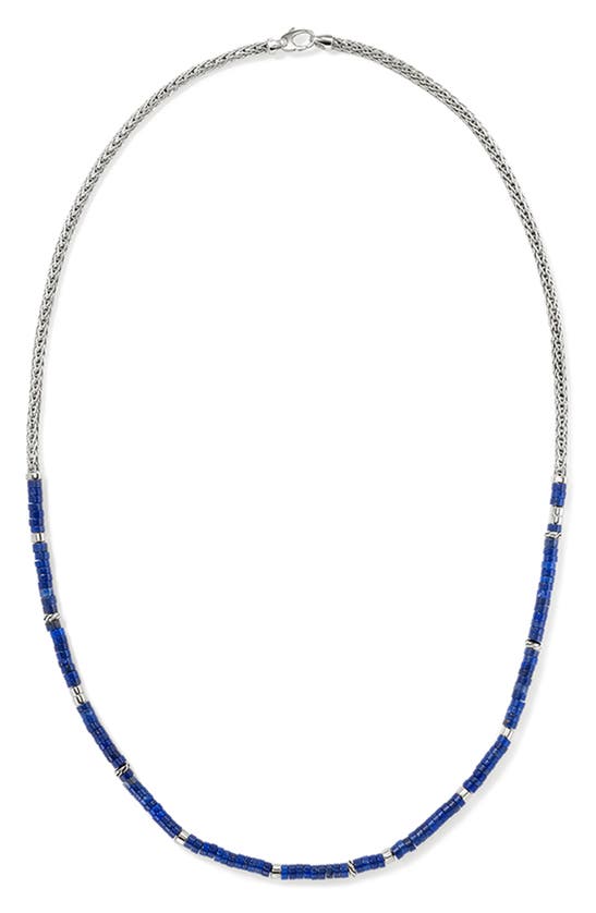 Shop John Hardy Heishi Beaded Necklace In Silver/ Blue
