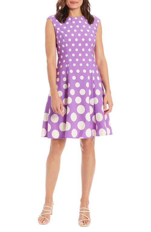 Shop London Times Dot Fit & Flare Dress In Lilac/ivory