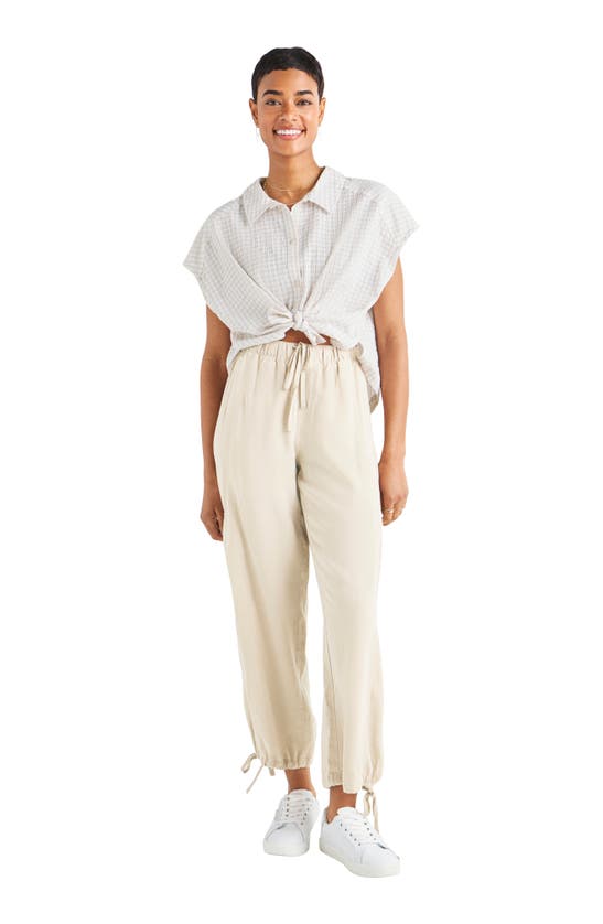 Shop Splendid Gabrielle Cotton Blend Gingham Button-up Shirt In White Sand/ White
