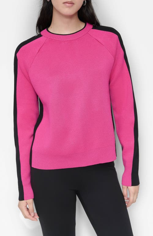 DKNY Contrast Crewneck Sweater in Wild Berry/Black 