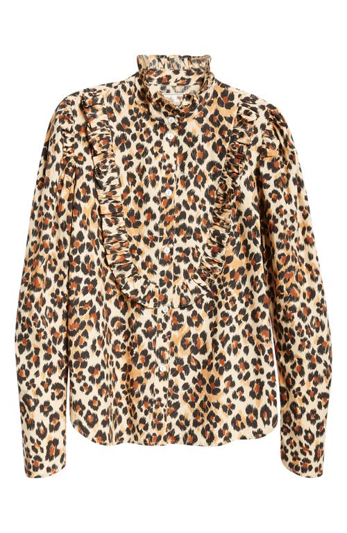 Shop Mille Jolie Animal Print Cotton Button-up Shirt In Cheetah