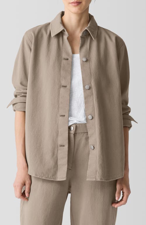 Shop Eileen Fisher Classic Organic Cotton Shirt Jacket In Reed