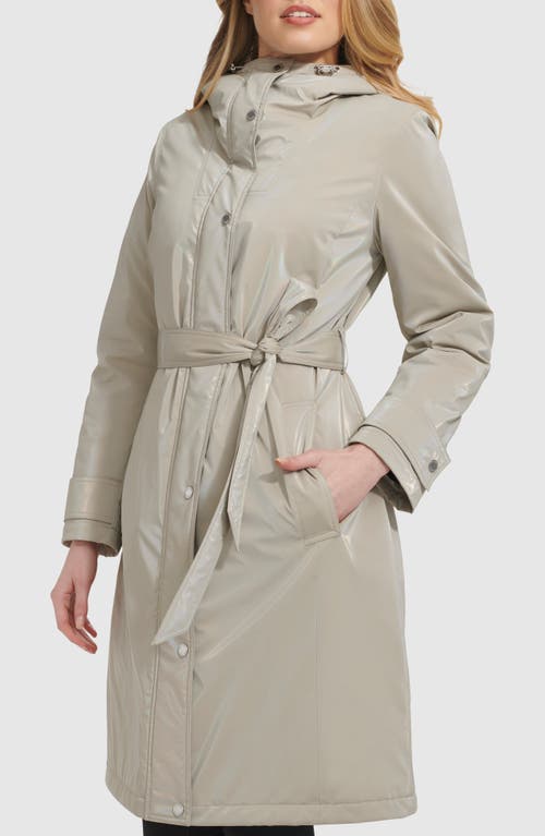 Shop Kenneth Cole New York Sleeker Hooded Raincoat In Stone