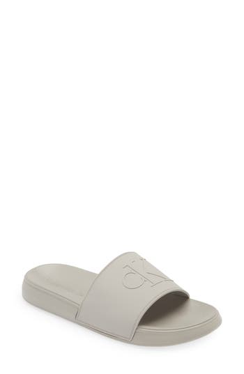 Shop Calvin Klein Wiston Slide Sandal In Grey/grey