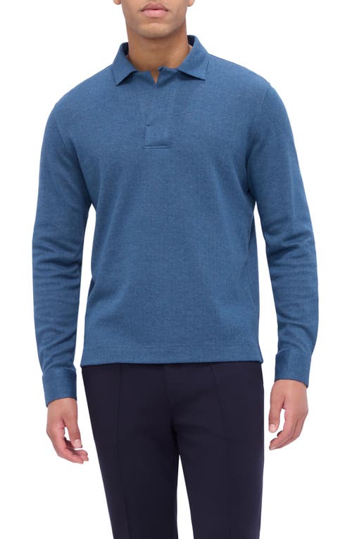 Shop Bugatchi Long Sleeve Cotton Blend Polo In Teal